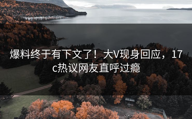 爆料终于有下文了！大V现身回应，17c热议网友直呼过瘾