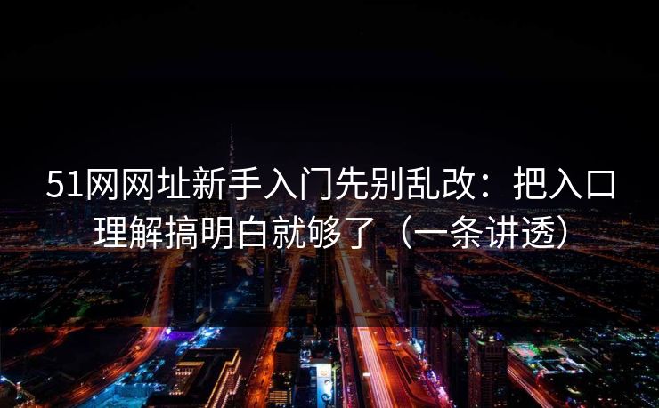 51网网址新手入门先别乱改：把入口理解搞明白就够了（一条讲透）