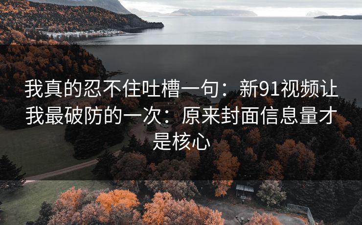 我真的忍不住吐槽一句：新91视频让我最破防的一次：原来封面信息量才是核心