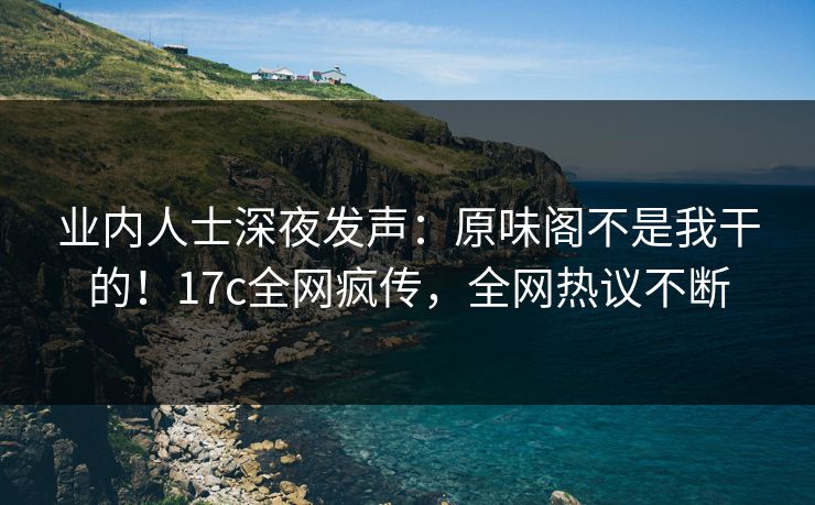业内人士深夜发声：原味阁不是我干的！17c全网疯传，全网热议不断