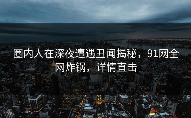 圈内人在深夜遭遇丑闻揭秘，91网全网炸锅，详情直击